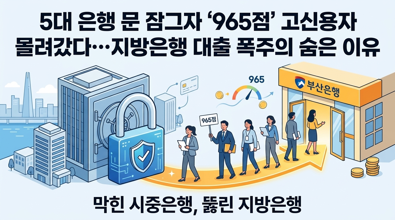 5대 은행 문 잠그자 '965점' 고신용자 몰려갔다…지방은행 대출 폭주의 숨은 이유