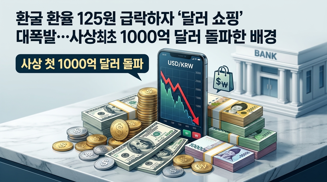 환율 125원 급락하자 ‘달러 쇼핑’ 대폭발…사상 최초 1000억 달러 돌파한 배경