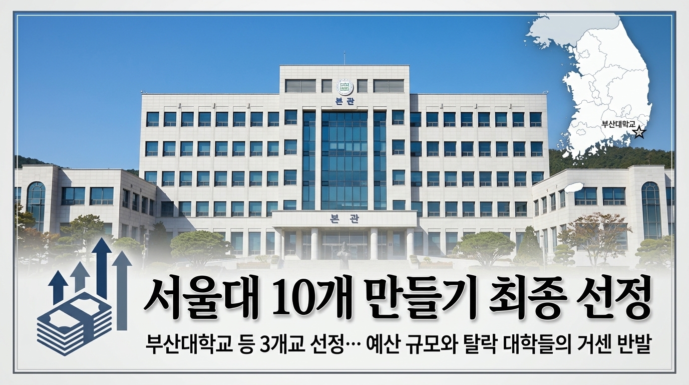 부산대학교 등 3개교 선정된 ‘서울대 10개 만들기’ 프로젝트, 예산 규모와 탈락 대학들의 거센 반발